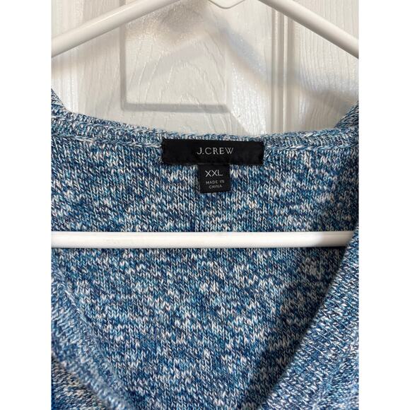 J. Crew V-Neck Cotton Blend Hoodie in Blue Marled Yarn XXL - Picture 6 of 8